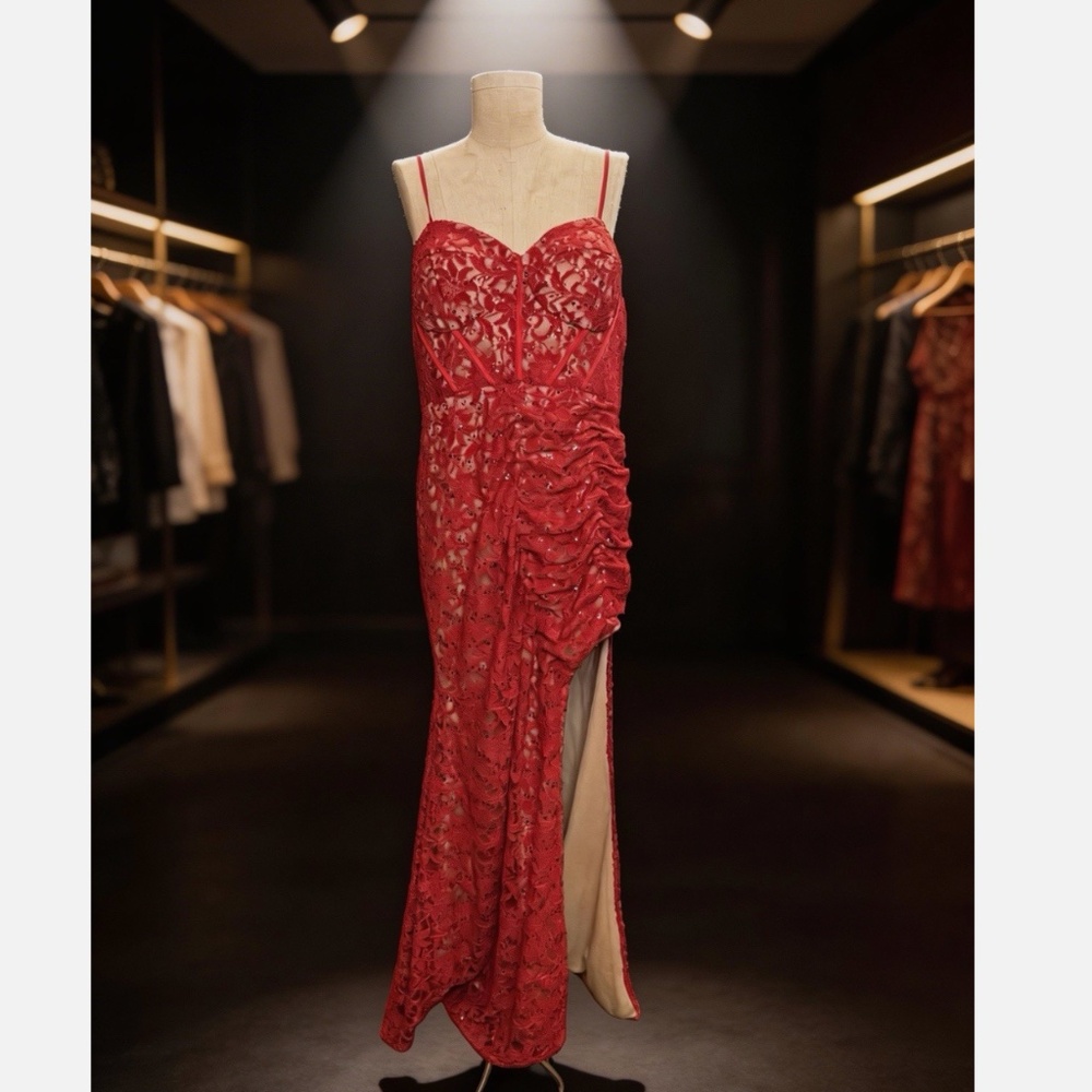 Galina Signature Ruby Lace Dress - SIZE 18 - SLIT - SEXY